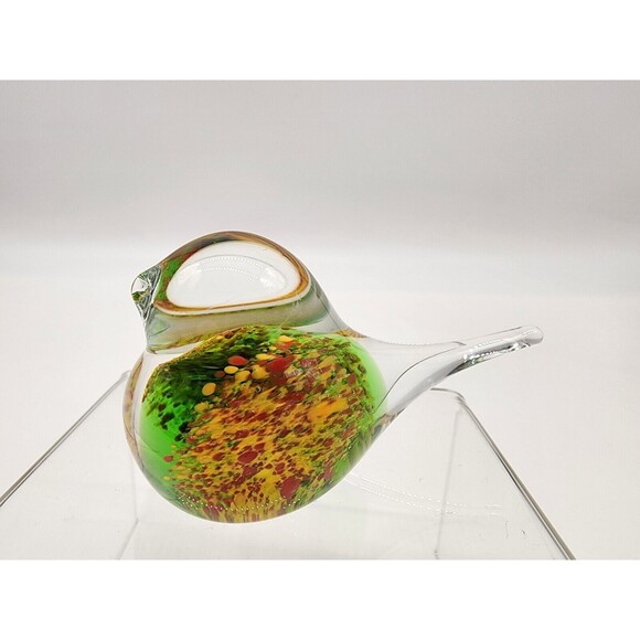 Karlov Svoboda Other - Svoboda Studio Art Glass Bird Paperweight Figurine Czech Republic  Green Yellow